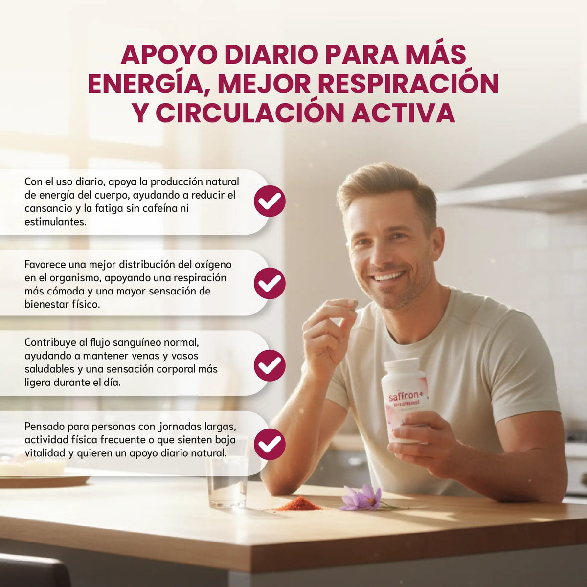Saffron 60 capsulas: Energía, bienestar cardiovascular y equilibrio mental en una sola fórmula.