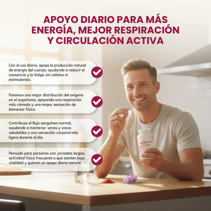 Saffron 60 capsulas: Energía, bienestar cardiovascular y equilibrio mental en una sola fórmula.