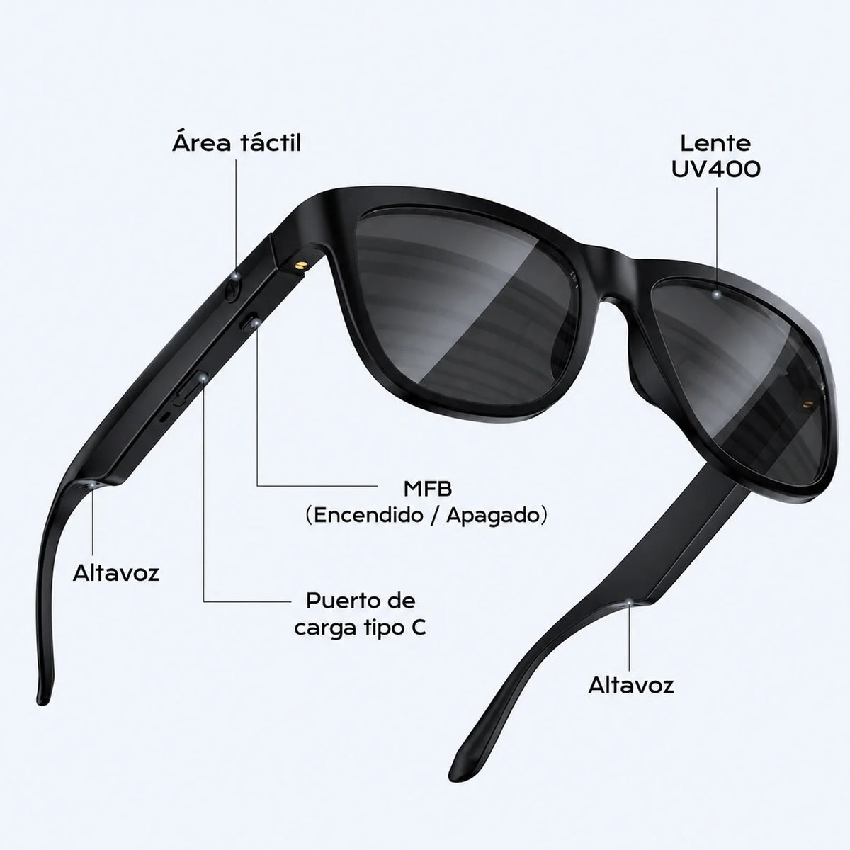 Lentes Inteligentes Bluetooth para Música, Llamadas y Protección Visual