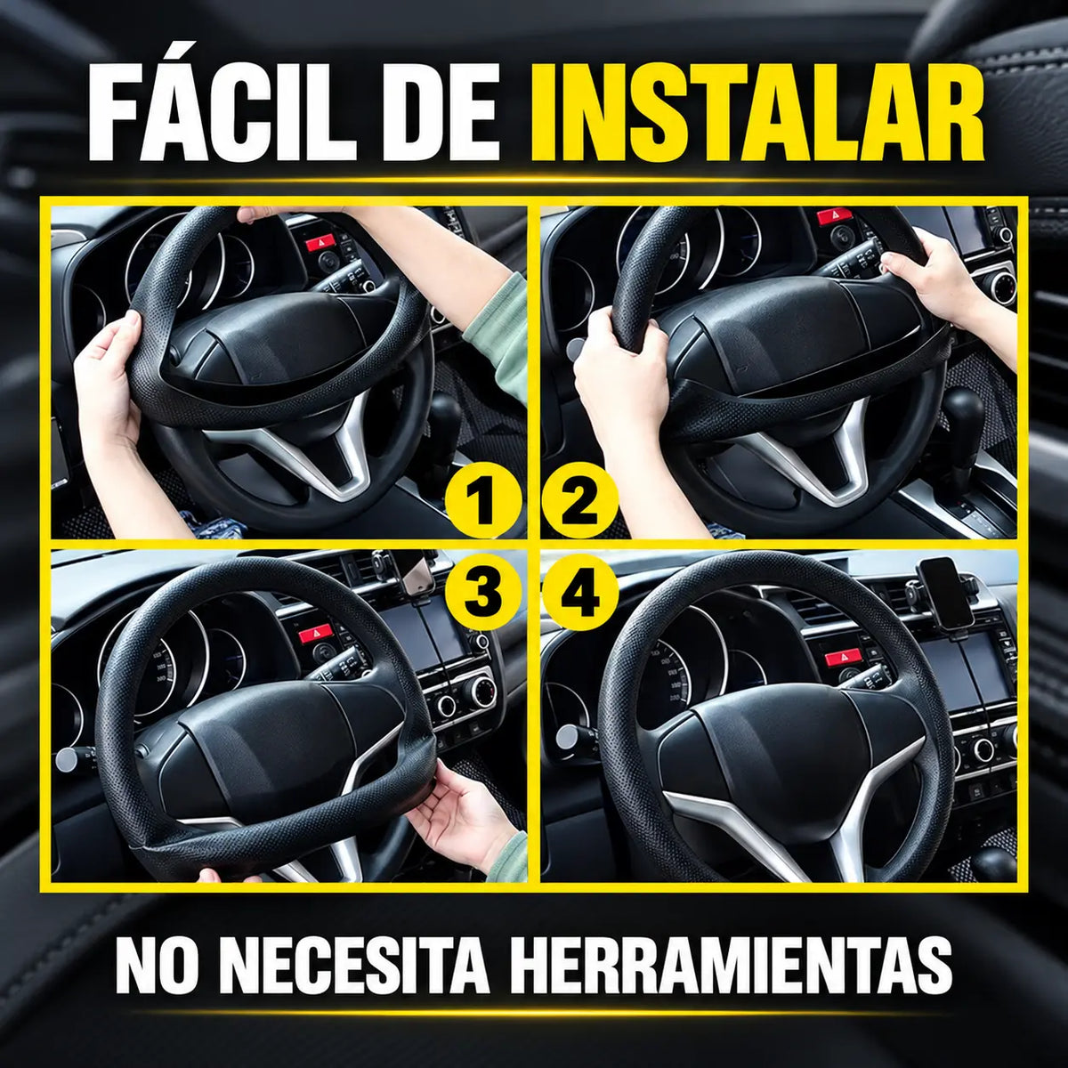 Forro de Volante en Silicona Antideslizante con Agarre Anatómico y Ajuste Universal