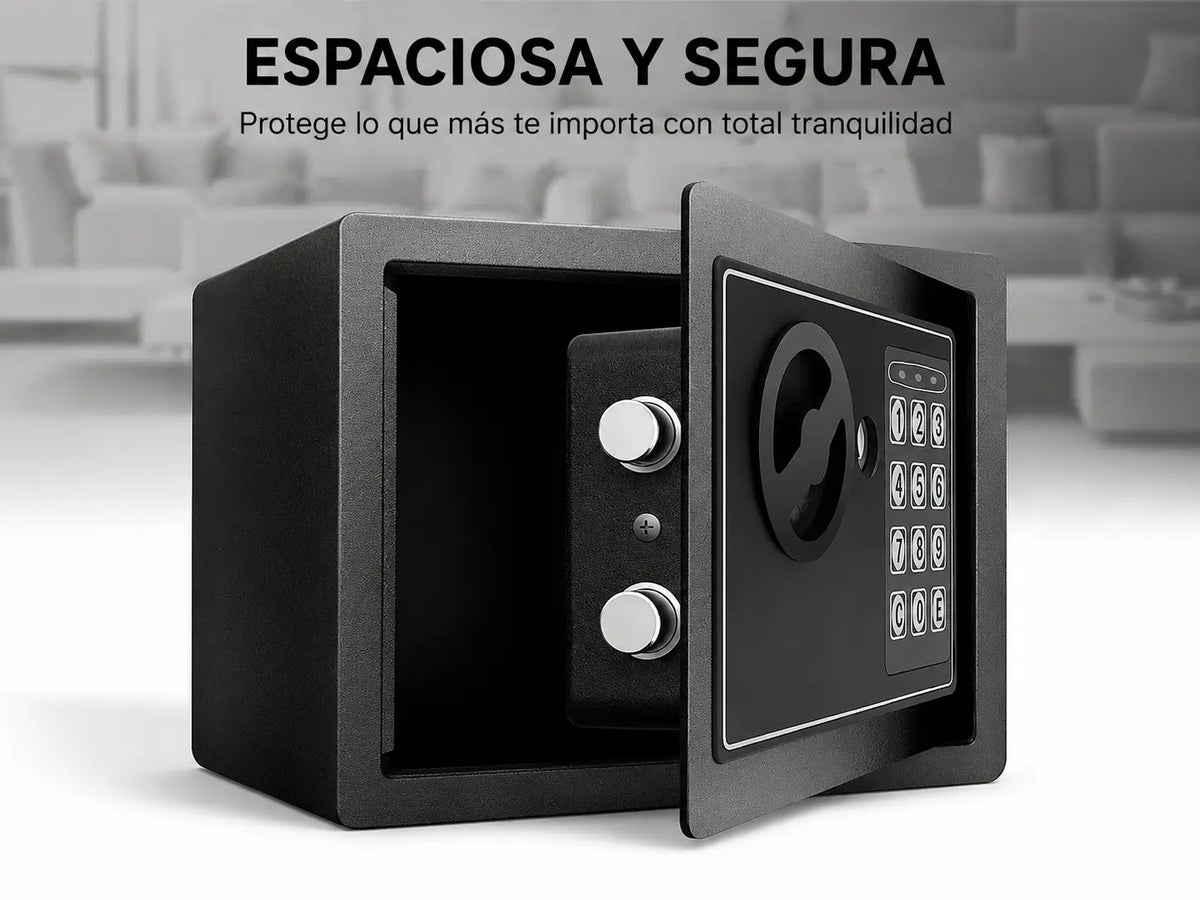 Caja Fuerte Digital de Acero con Sistema Antirrobo Seguro de 17x21x17cm
