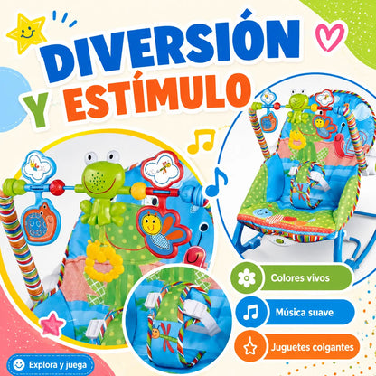 Silla mecedora musical que calma, entretiene y brinda comodidad al bebé