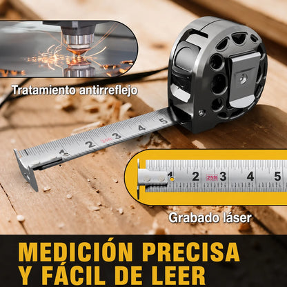 Flexómetro de Acero Retráctil de 7.5m Resistente a Golpes, Barro, Agua y Más