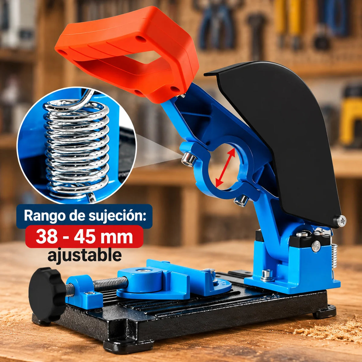 Soporte Adaptador para Pulidora con Corte Ajustable hasta 45° y Prensa Integrada