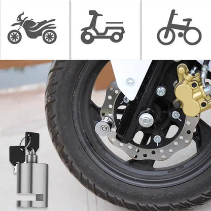 PAGA 1 LLEVA 2: Bloqueo Antirrobo para Moto y Bicicleta con Sistema de Freno de Disco