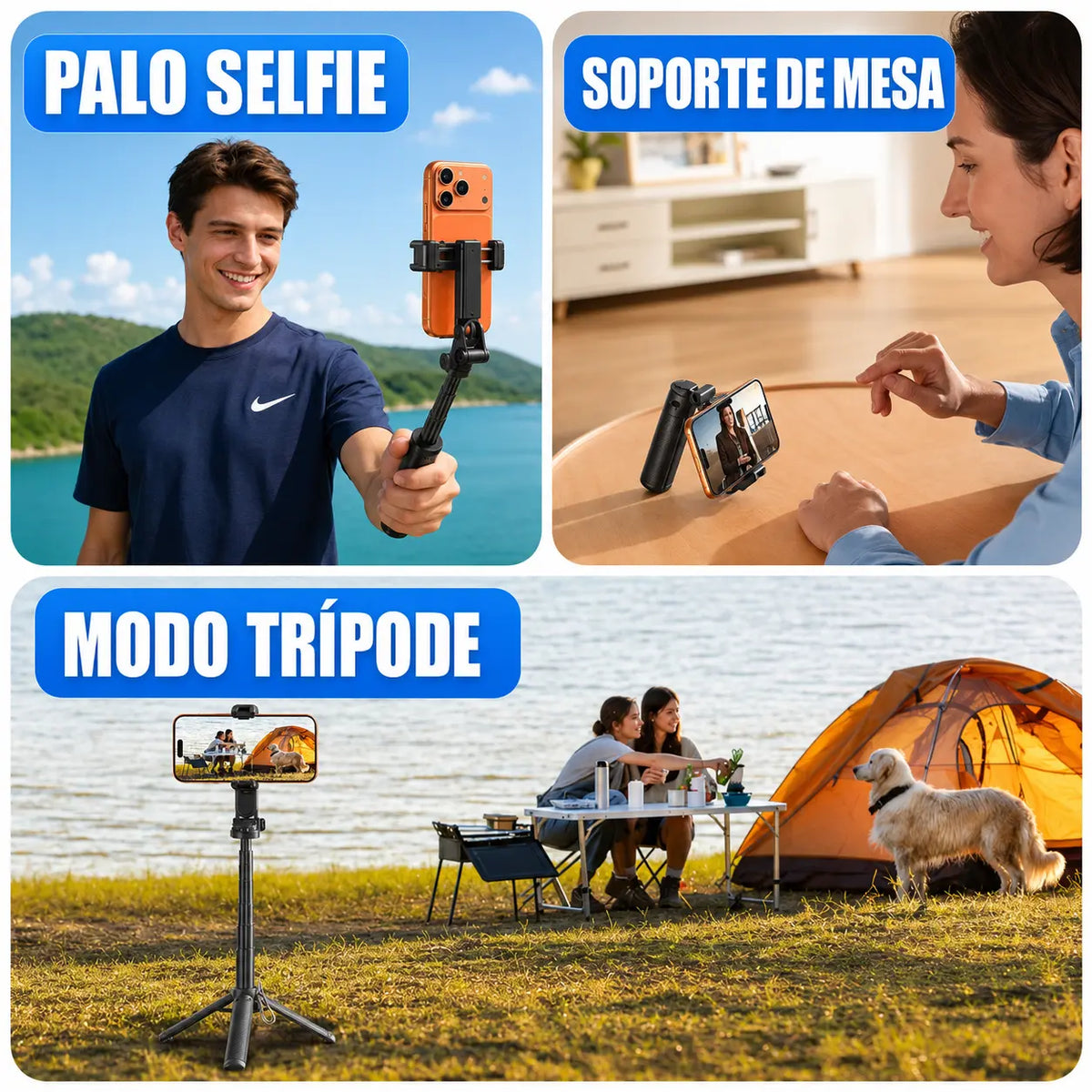 Trípode de Bolsillo Extensible con Control Remoto que permite capturar selfies, grabar videos con total estabilidad en cualquier lugar