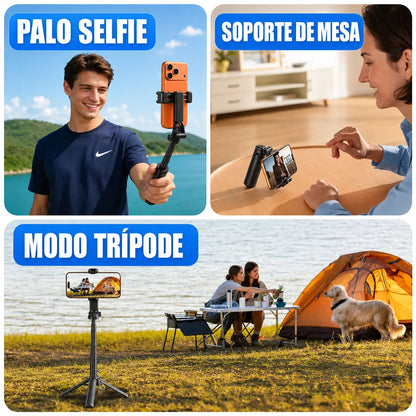Trípode de Bolsillo Extensible con Control Remoto que permite capturar selfies, grabar videos con total estabilidad en cualquier lugar