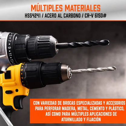 Juego Profesional de 246 Brocas: Puntas para Madera, Metal, Concreto de Alta Precisión