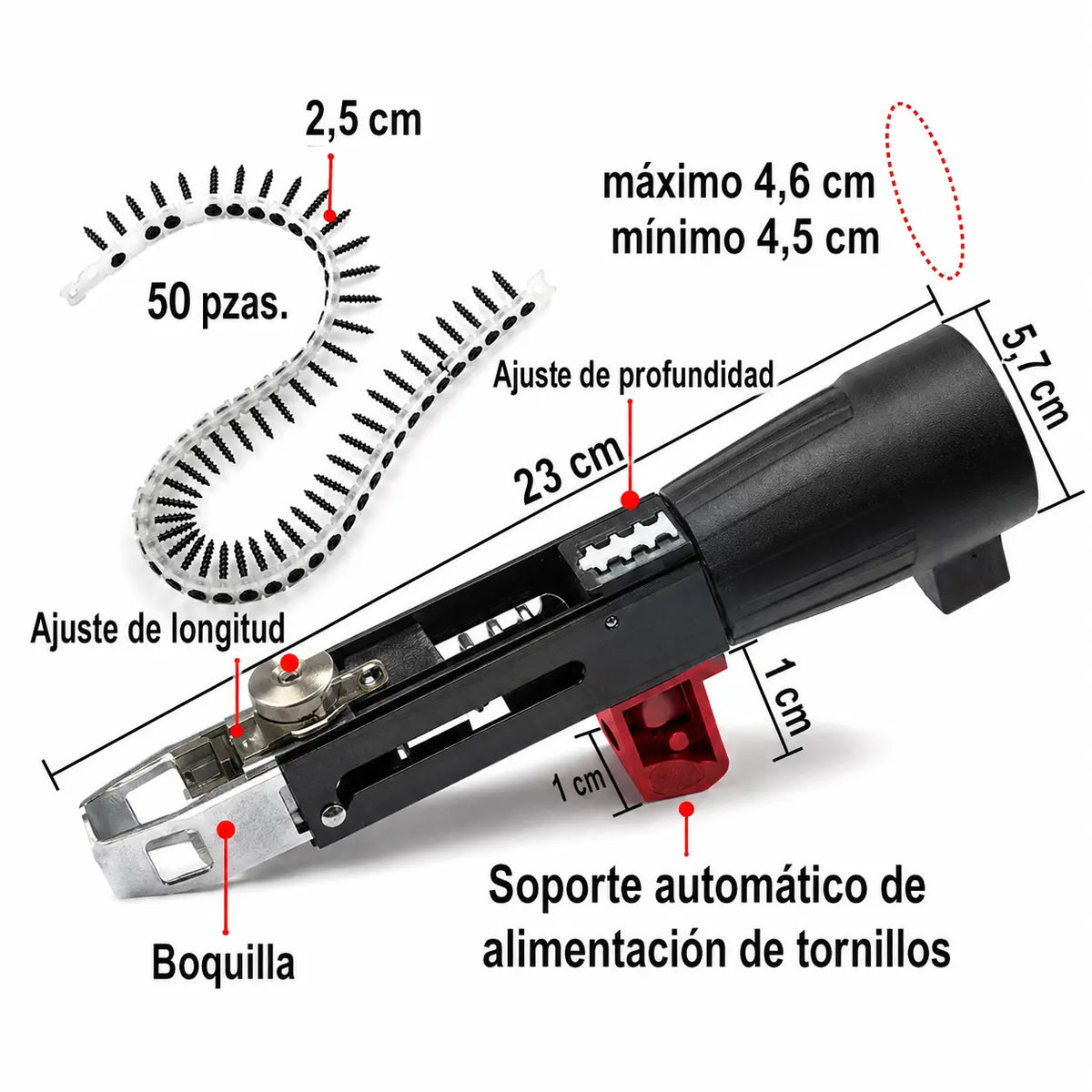 Adaptador automático para taladro con alimentación continua de tornillos