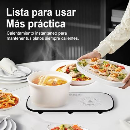 Bandeja eléctrica que mantiene tus alimentos calientes con temperatura ajustable