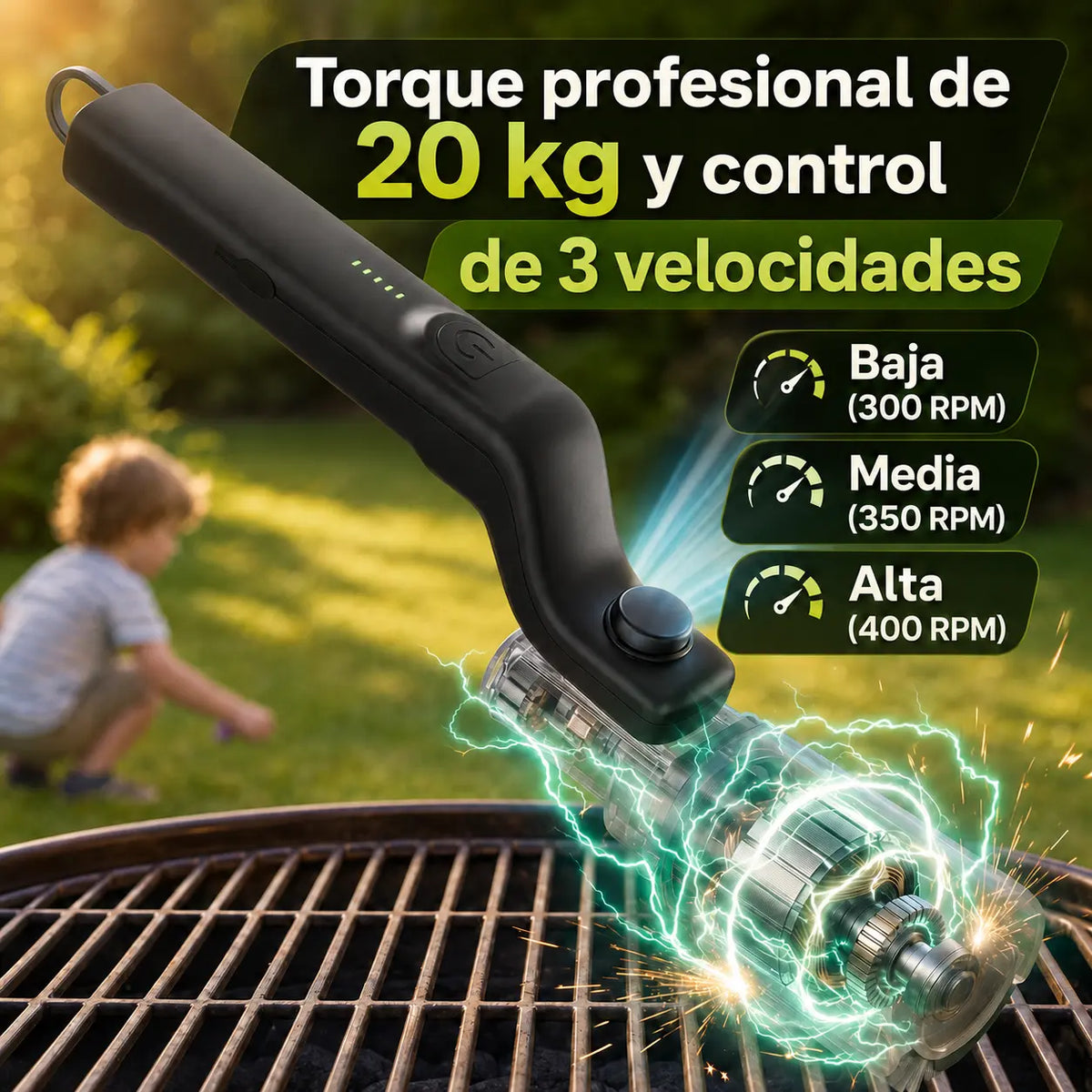 Cepillo Eléctrico Giratorio para Parrillas