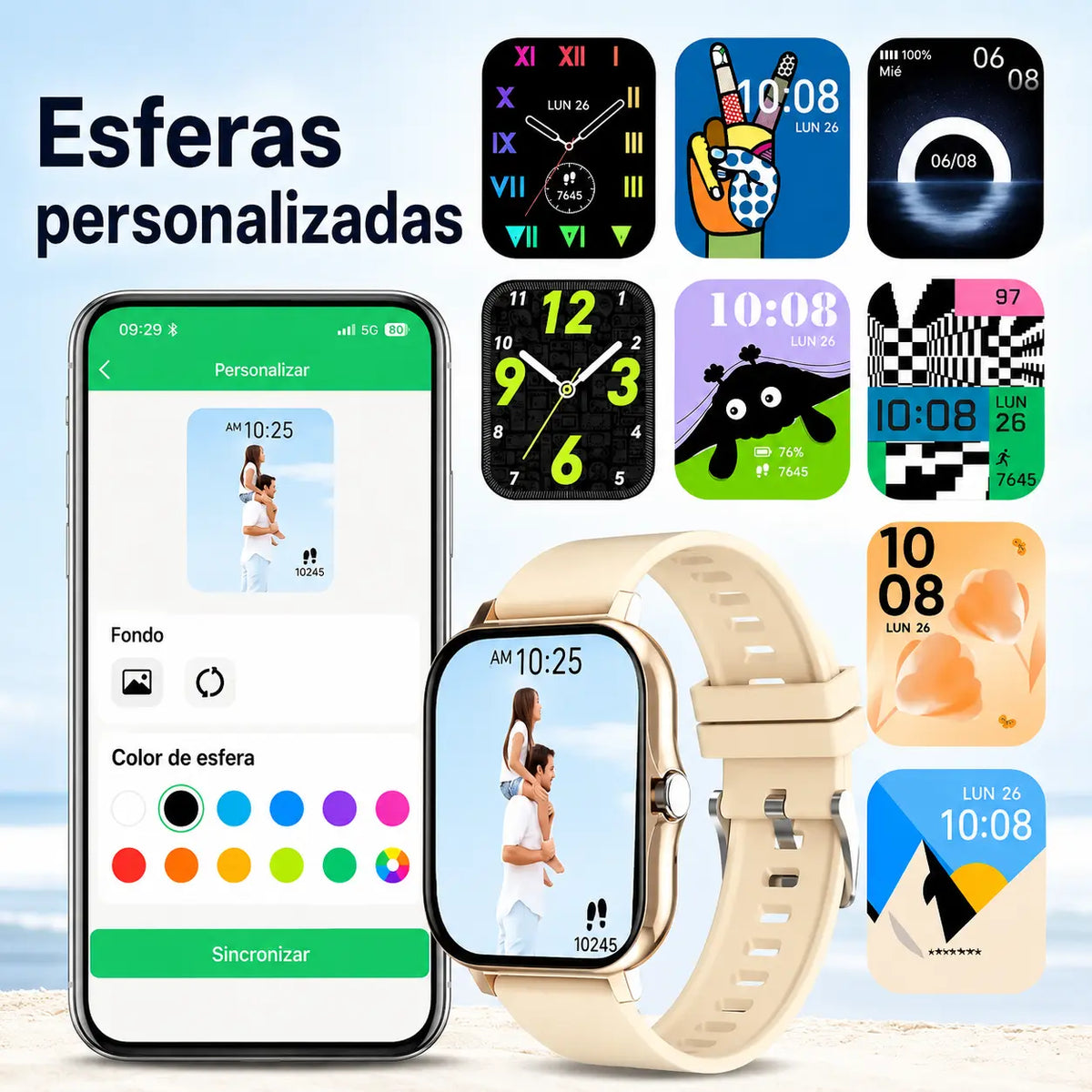 Smartwatch impermeable con llamadas Bluetooth, monitoreo inteligente y más funciones avanzadas