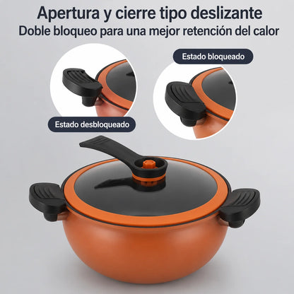 Olla Semipresión Antiadherente de 8 Litros para Cocción Rápida y Uniforme.