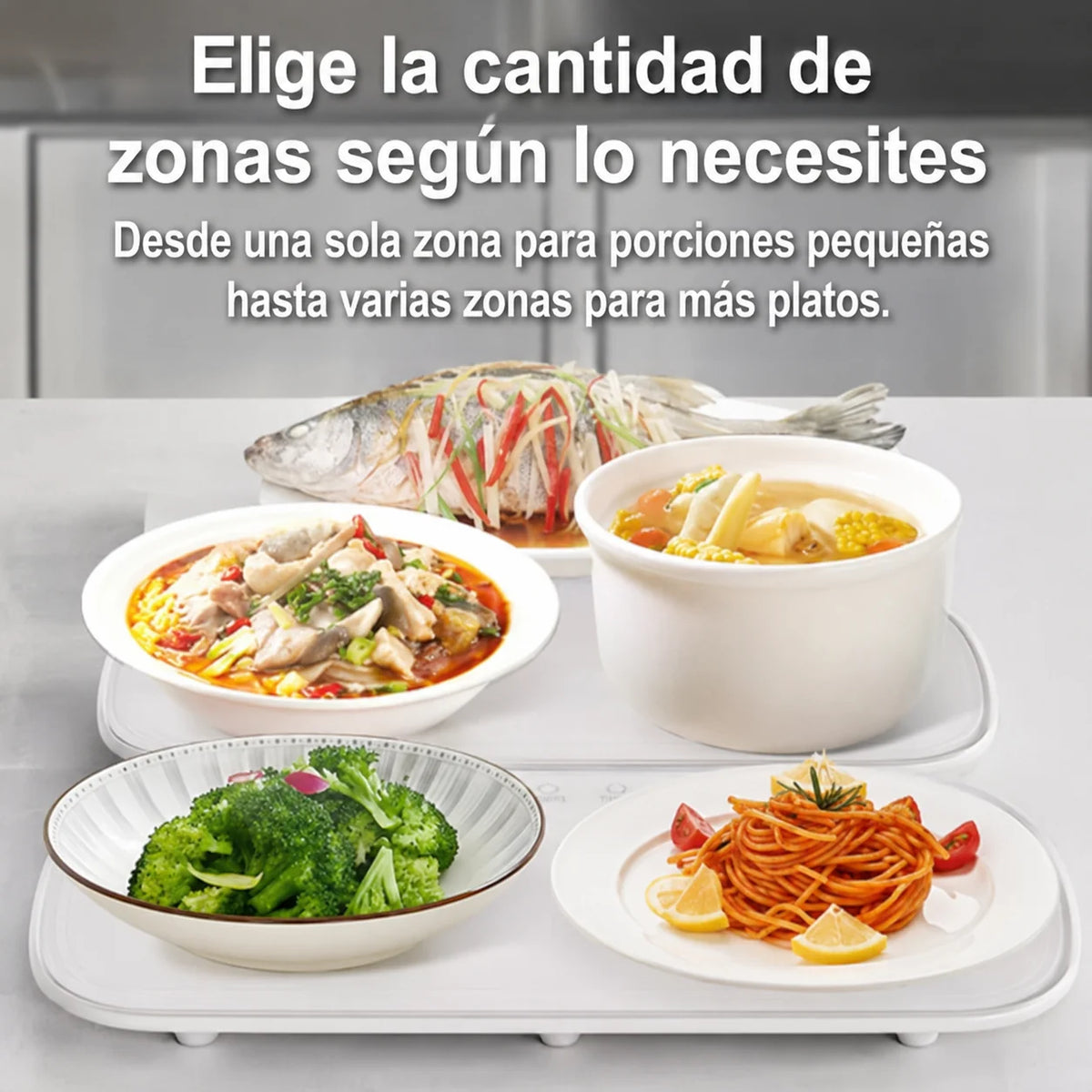 Bandeja eléctrica que mantiene tus alimentos calientes con temperatura ajustable