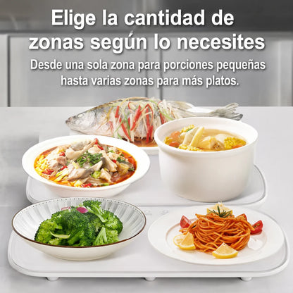 Bandeja eléctrica que mantiene tus alimentos calientes con temperatura ajustable