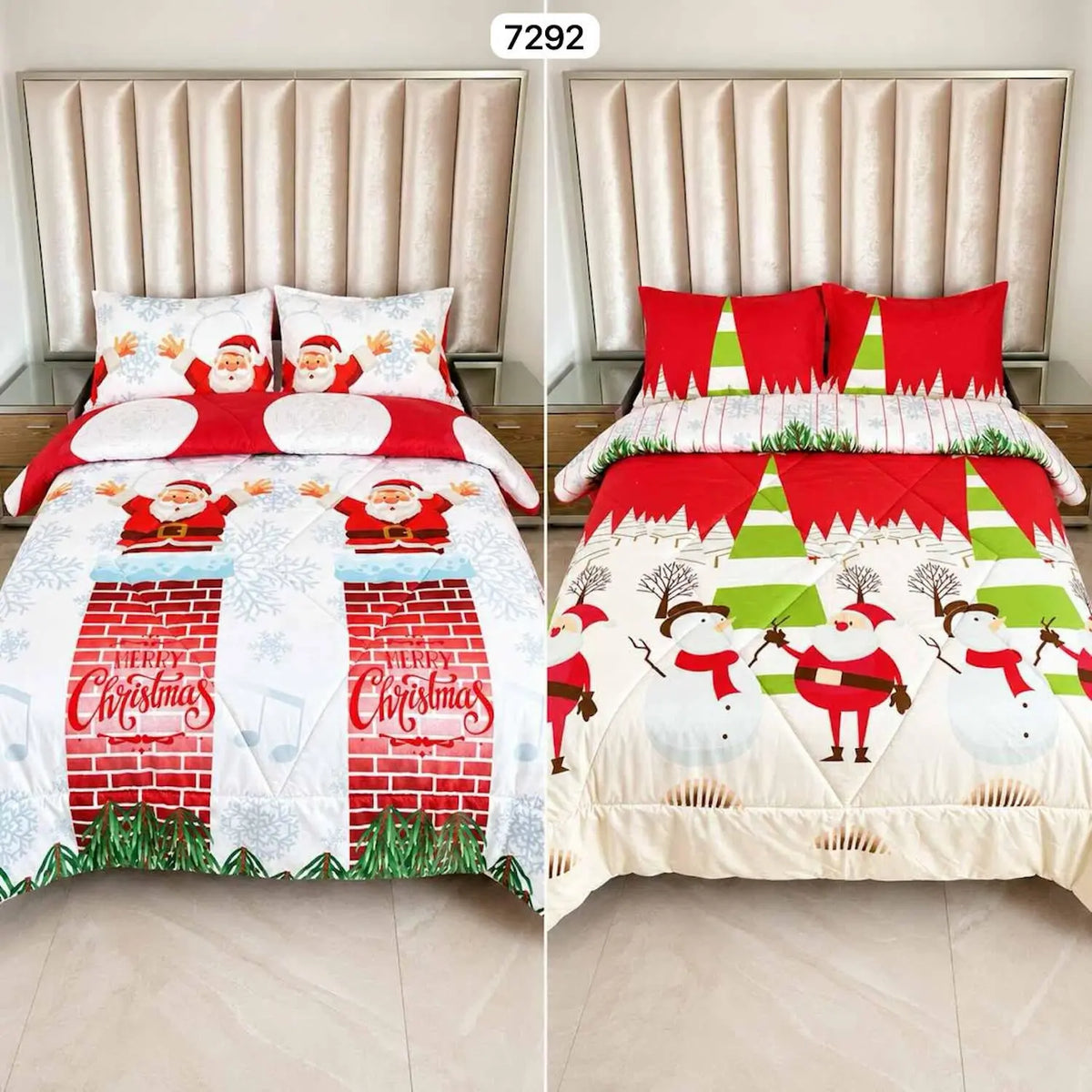 Edredón Doble Faz Navideño para Cama Doble con 2 Fundas de Almohada, Suave y Liviano