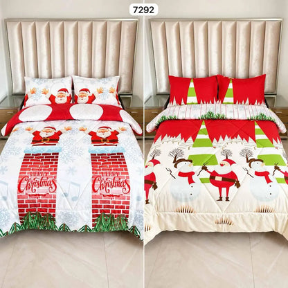 Edredón Doble Faz Navideño para Cama Doble con 2 Fundas de Almohada, Suave y Liviano