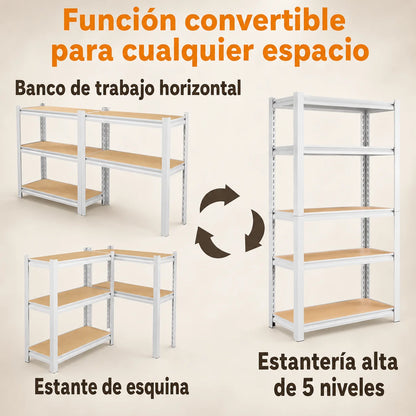 Estante Metálico Ajustable de 5 Niveles para Organizar y Ahorrar Espacio