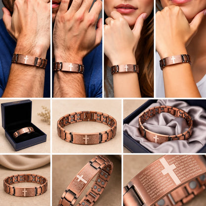 Pulsera de Cobre con Padre Nuestro Magnética que Favorece la Circulación y Vitalidad