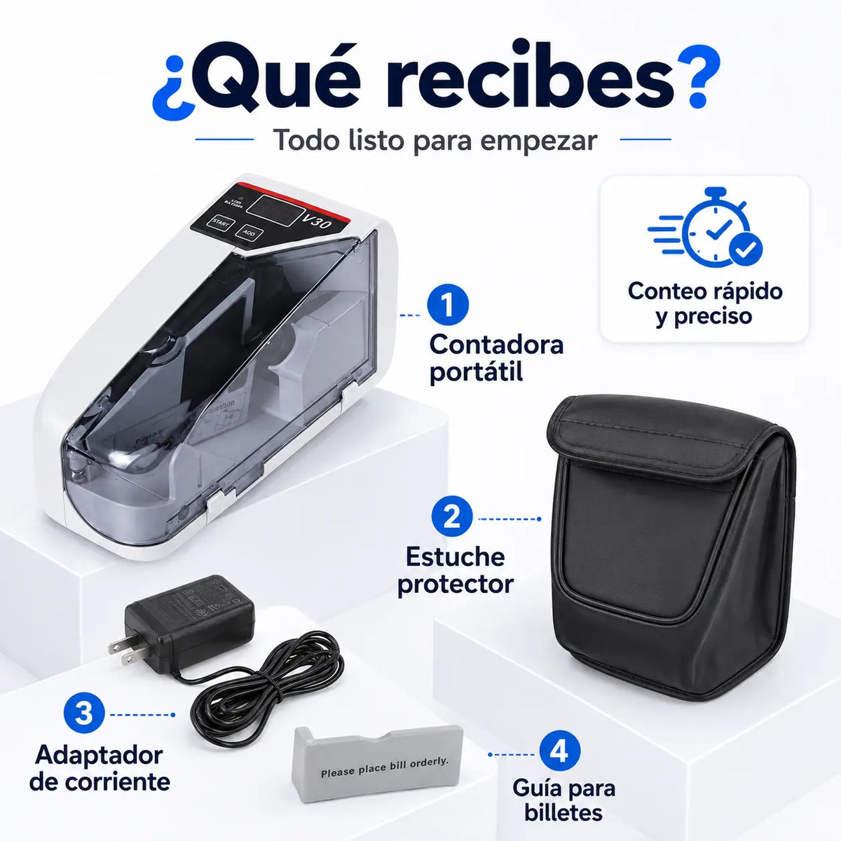 Mini contadora portátil para contar billetes con rapidez y precisión