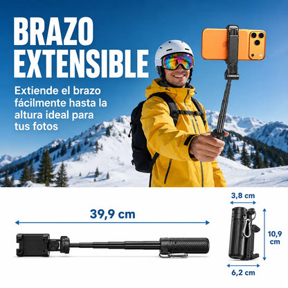 Trípode de Bolsillo Extensible con Control Remoto que permite capturar selfies, grabar videos con total estabilidad en cualquier lugar