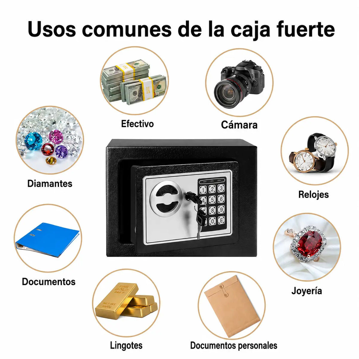 Caja Fuerte Digital de Acero con Sistema Antirrobo Seguro de 17x21x17cm