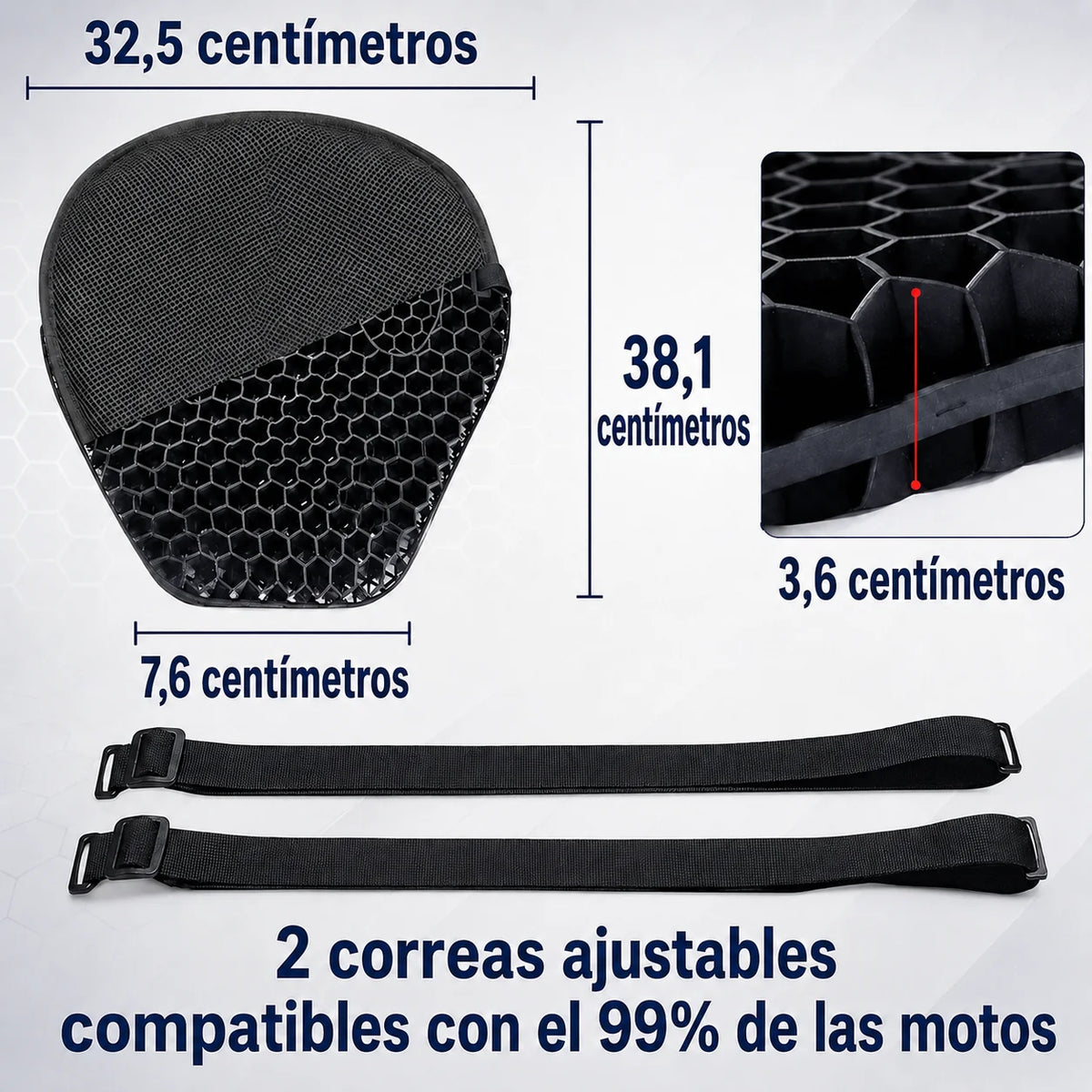 Cojín de Gel Siliconado para Moto que reduce presión y vibraciones para viajes más cómodos