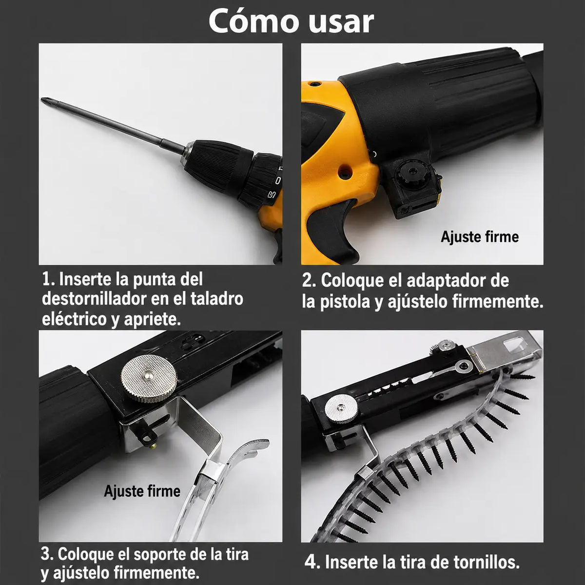 Adaptador automático para taladro con alimentación continua de tornillos