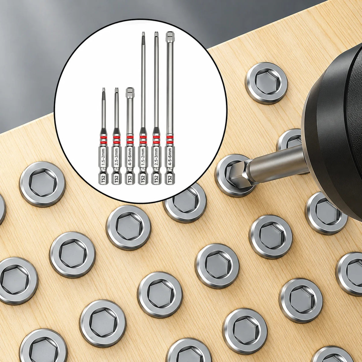 6 Puntas Magnéticas de Precisión para Tornillos Allen o hexagonal