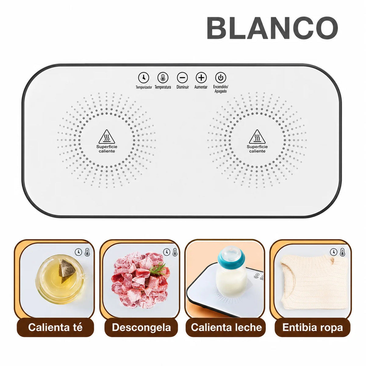 Bandeja eléctrica que mantiene tus alimentos calientes con temperatura ajustable
