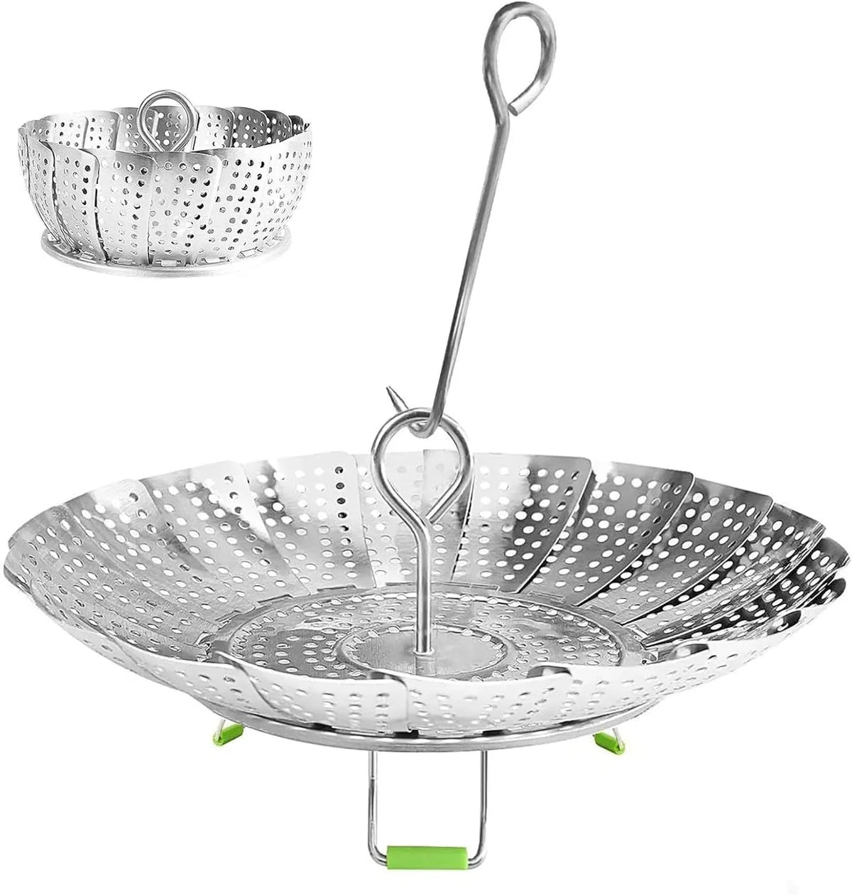 Cesta Vaporera Plegable de Acero Inoxidable para Cocinar al Vapor Sano y Práctico