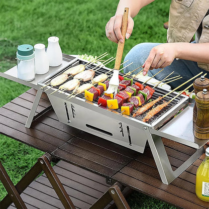 Parrilla Portátil Plegable de Acero Inoxidable para Asados en Cualquier Lugar