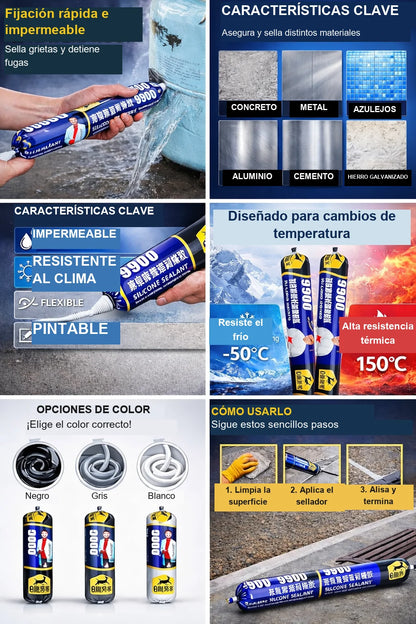 Sellador Impermeable Multiusos para Sellar Grietas y Detener Fugas de Agua