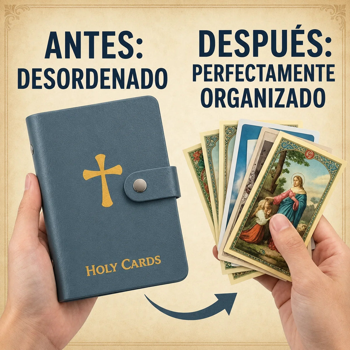 Estuche Portátil de Cuero para Guardar y Proteger Tarjetas de Oración