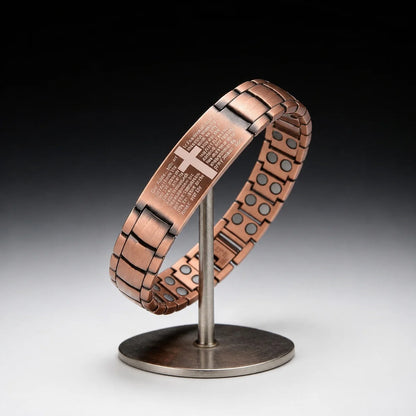 Pulsera de Cobre con Padre Nuestro Magnética que Favorece la Circulación y Vitalidad