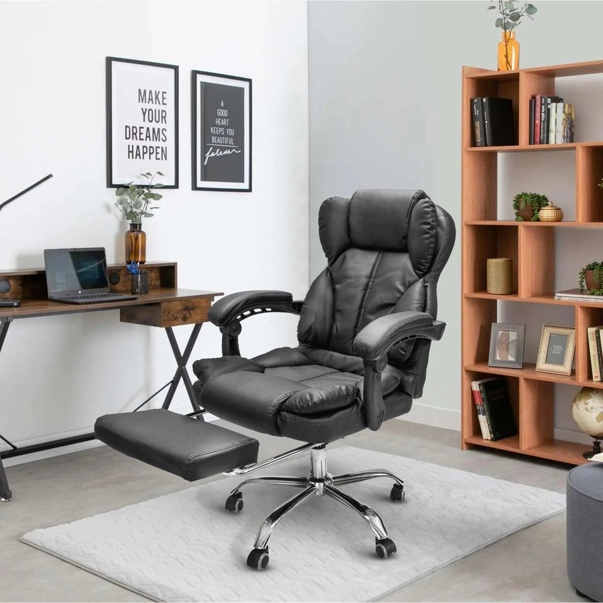 Silla Ejecutiva Reclinable con Reposapiés y Acolchado Premium para Horas sin Dolor de Espalda