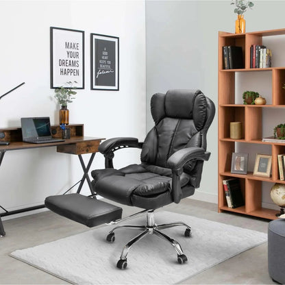 Silla Ejecutiva Reclinable con Reposapiés y Acolchado Premium para Horas sin Dolor de Espalda