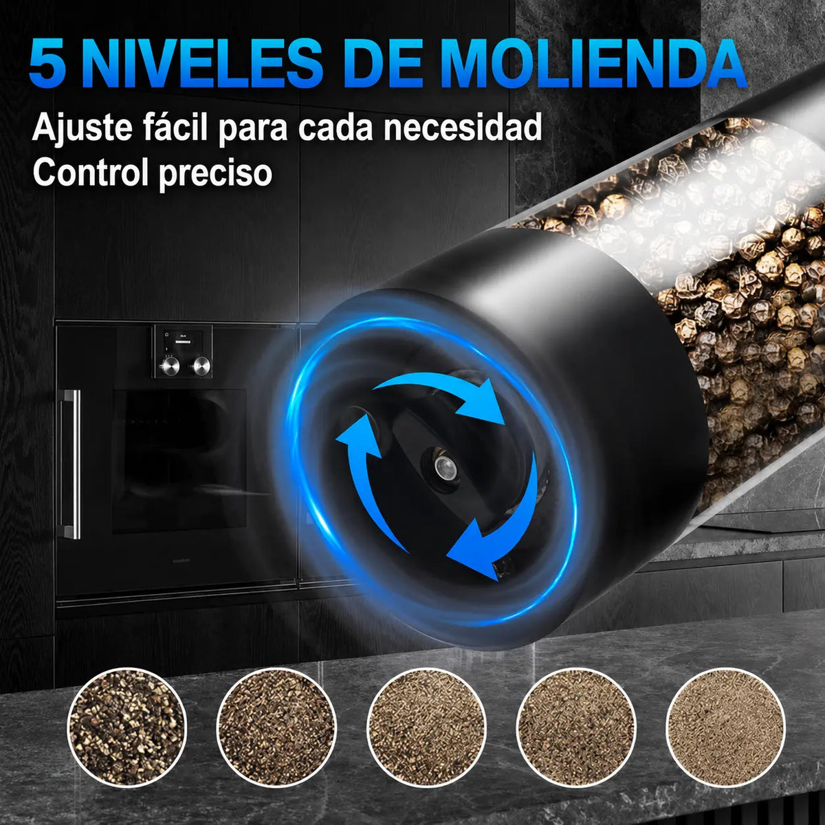 PAGA 1 LLEVA 2: Molinillos Eléctricos Recargable para Condimentos con Molienda Ajustable.