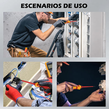 Juego de Destornilladores Aislados de 1000V para Trabajos Eléctricos Seguros