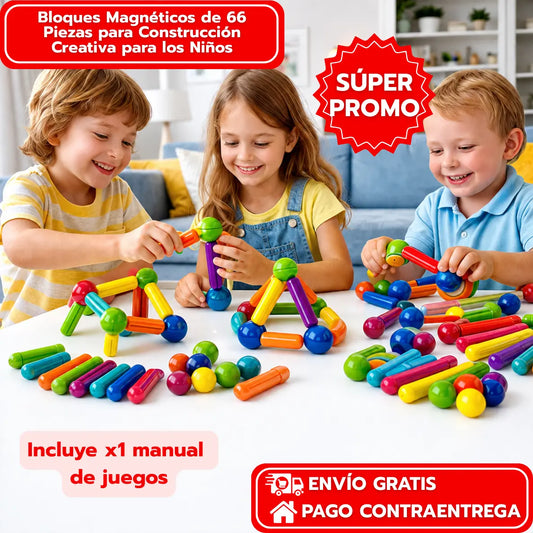 Bloques Magnéticos de 66 Piezas para Construcción Creativa para los Niños