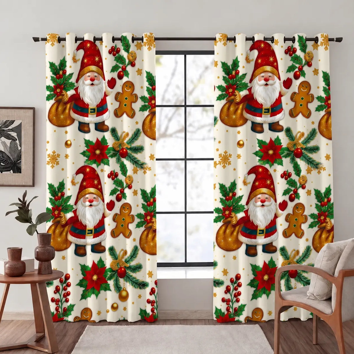 Cortinas Navideñas con Ojales de 2.8mx2.1m para Decorar tu Casa en Diciembre