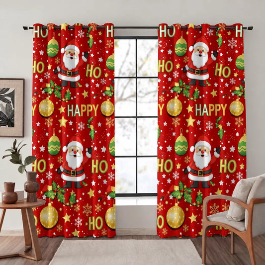 Cortinas Navideñas con Ojales de 2.8mx2.1m para Decorar tu Casa en Diciembre