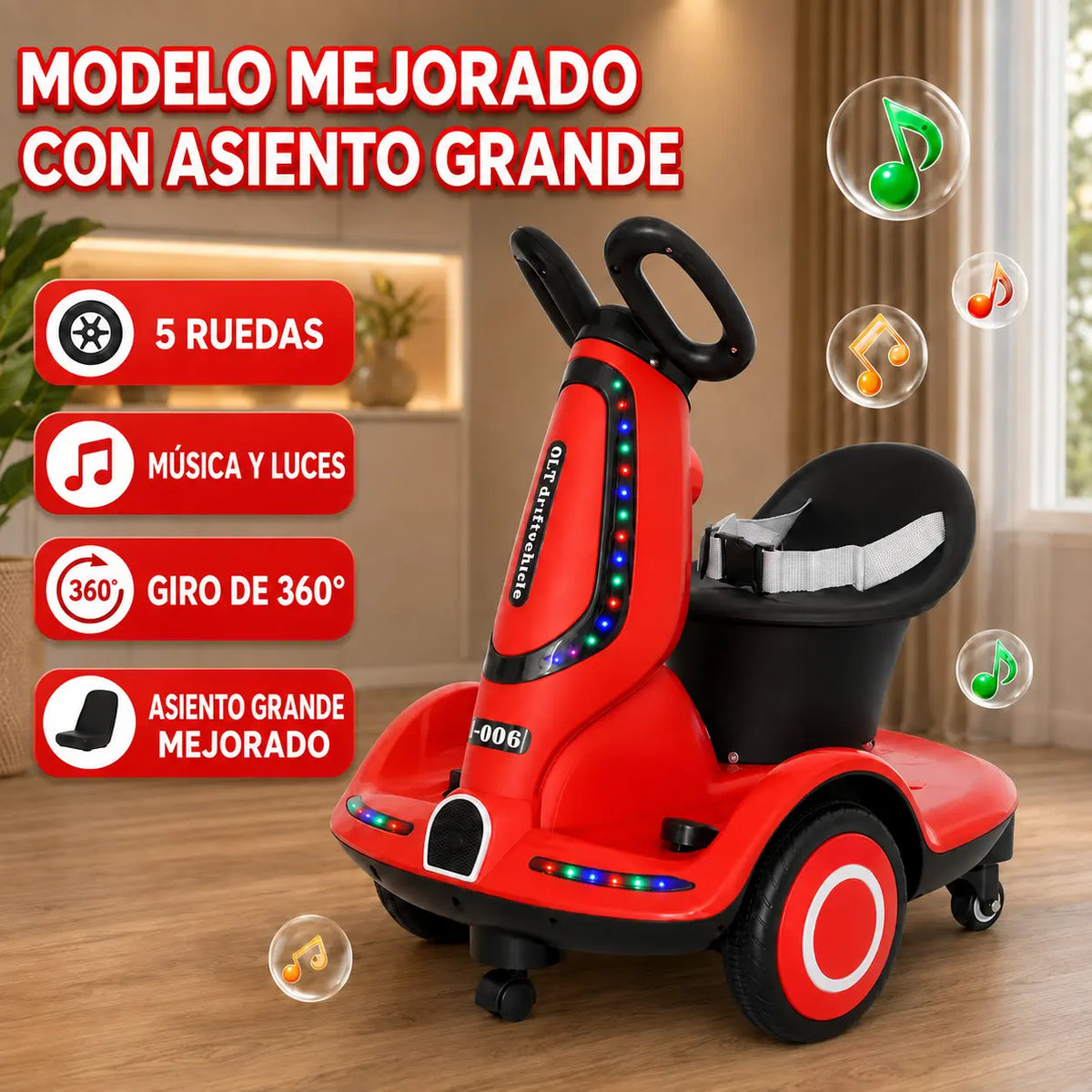 Vehículo Eléctrico Infantil para Diversión Segura (Versión sin control)