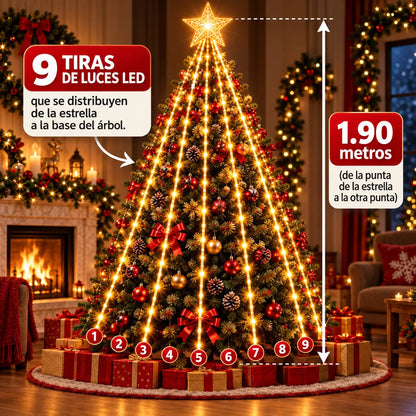 Luces LED Cascada para Árbol de Navidad con Efecto Lluvia de Luces e Instalación Rápida