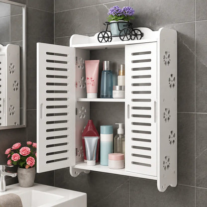 Gabinete Organizador de Baño con Puertas y 3 Repisas para Pared o Mesón
