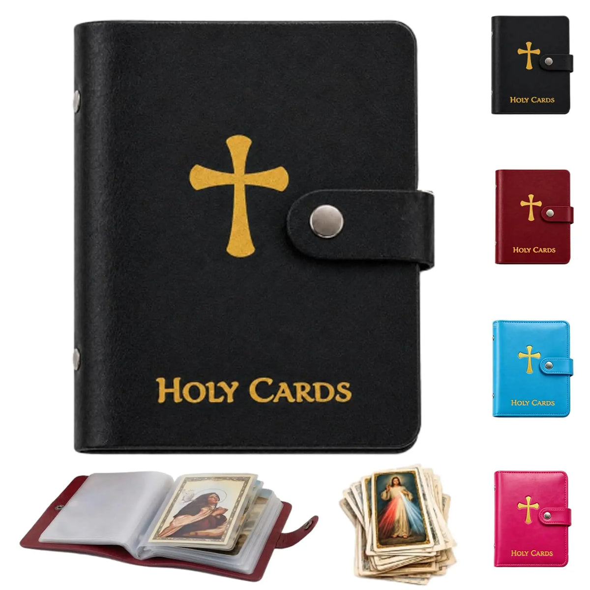 Estuche Portátil de Cuero para Guardar y Proteger Tarjetas de Oración
