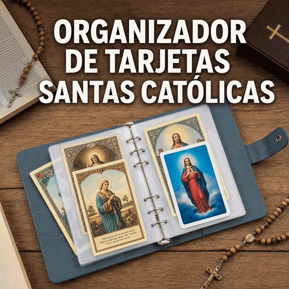 Estuche Portátil de Cuero para Guardar y Proteger Tarjetas de Oración